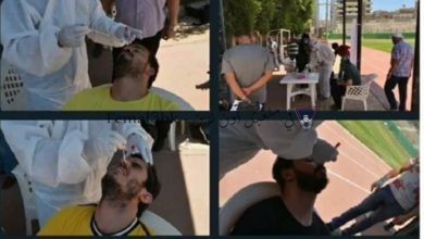 صورة لاعبى طنطا يقومون بالمسحة